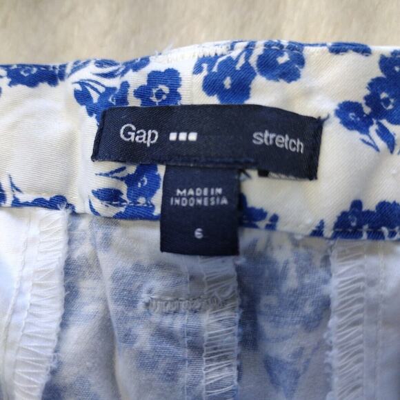 Gap Floral Shorts Women’s Size 6 White Blue Mid Rise Stretch Pockets - Picture 11 of 11